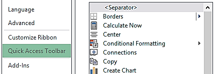 Tab này cho phép thêm các nút công cụ nút lệnh vào Quick Access Toolbar Nếu có 6