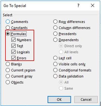 Hình 2 14 – Hộp thoại Go to Special chọn công thức Bước 3 Khóa các ô tính 11