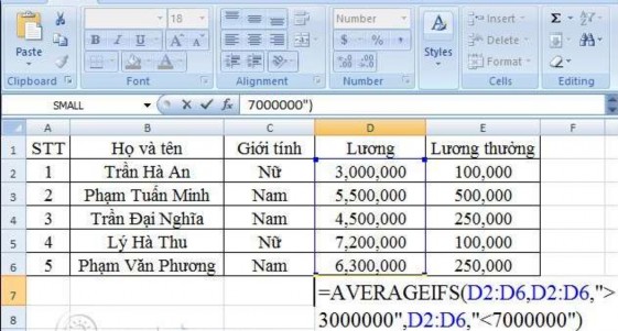 Hình 2 29 – Ví dụ minh họa hàm AVERAGEIFS 5 Hàm Count Cú pháp Count Value1 value2 … 1
