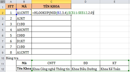 3 Hàm MATCH Hình 2 35 Ví dụ minh họa hàm HLOOKUP Chức năng Hàm trả về vị trí 4