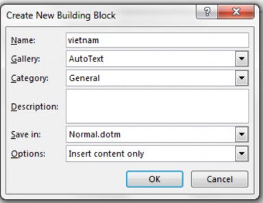Hình 1 8 – Đặt tên AutoText Chèn Autotext vào văn bản Để chèn AutoText đã 7