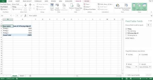 Hình 2 56 – Kết quả tạo Pivot Table 2 2 6 2 Tùy biến bảng Pivot Table Nếu ta 3