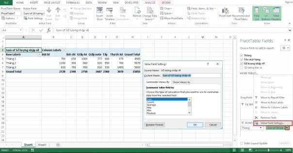 Hình 2 60 Giá trị Pivot Table 2 2 6 4 Xóa Pivot Table Chọn Bảng tính nhấn chọn 7