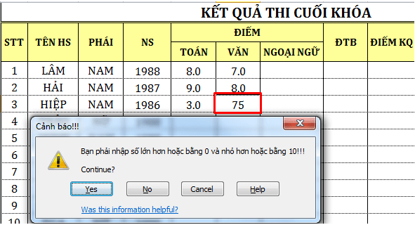 2 3 Biên tập và lần vết Hình 2 81 – minh họa nhập sai dữ liệu 2 3 1 Ghi chú 5