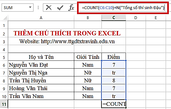 Hình 2 82 Thêm ghi chú Vào Công Thức Excel Ghi chú này không ảnh hưởng gì đến 6