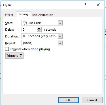 Tại tab Timing Hình 3 43 Tab Timing của hộp thoại Fly in Start sự kiện thực 13