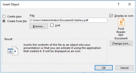 Hình 3 54 – Hộp thoại Insert Object Kết quả file đính kèm sẽ hiển thị dưới 8