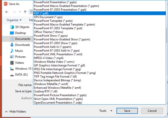 Hình 3 57 – Hộp thoại lưu file sang định dạng pdf 3 4 2 3 Chuyển bản trình 1