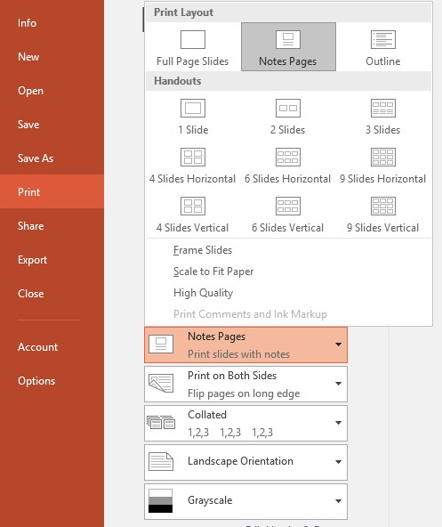 Hình 3 77 – Lệnh in ghi chú với hình thu nhỏ của slide Cách in ghi chú 7