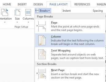 1 2 4 Bảng Hình 1 22 – Cách ngắt cột Bảng table là kiểu trình bày văn bản có 2