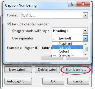 Hình 1 33 – Chọn kiểu số cho chú thích Chú thích được thêm vào hình ảnh 2