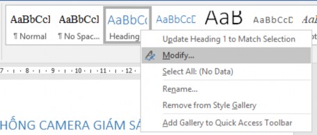 Bước 2 Hình 1 38 – Cách chọn chỉnh sửa định dạng Heading 1 Định dạng 7