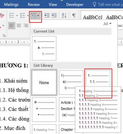  Bước 4 Hình 1 40 – Mẫu Heading Thiết lập chỉ mục bằng cách gán 9