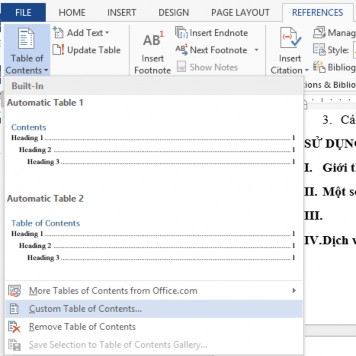 Hình 1 46 – Chèn mục lục vào văn bản Cập nhật lại mục lục trong quá 4