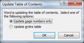 Hình 1 48 – Hộp thoại Update Table of Contents Update page numbers only Cập nhật số 7