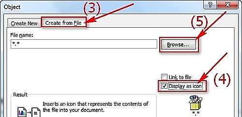 Hình 1 57 – Hộp thoại Object Chọn đường dẫn đến tập tin cần chèn 5