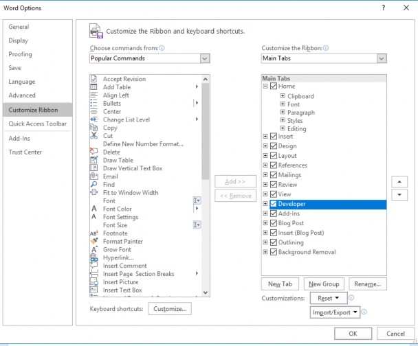 Hình 1 60 – Tùy chọn hiển thị tab Developer Chèn các thông tin theo mẫu sau 9