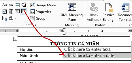 Hình 1 63 – Chèn Năm sinh Cho hiển thị kiểu năm sinh trong cửa sổ Properties là dd 1