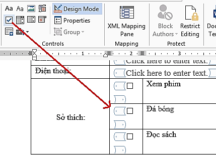 Hình 1 69 – Chèn Checkbox Đối với Checkbox Tại một thời điểm có thể chọn 7
