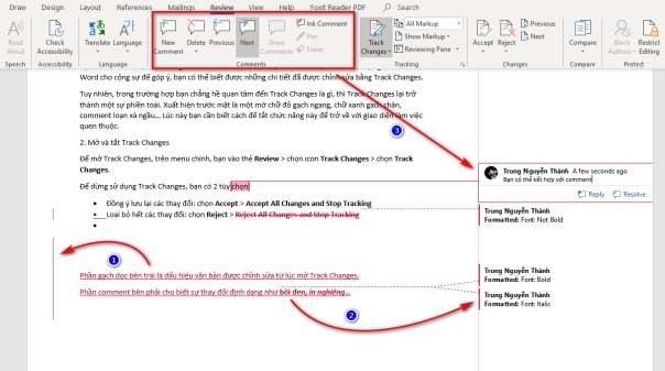 Hình 1 81 – Giao diện hiển thị Track Changes Tùy chỉnh cài đặt Track Changes 6