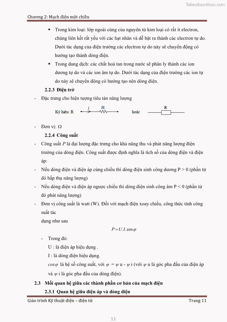 Giáo trình Kỹ thuật điện và điện tử - 1 Trang 11