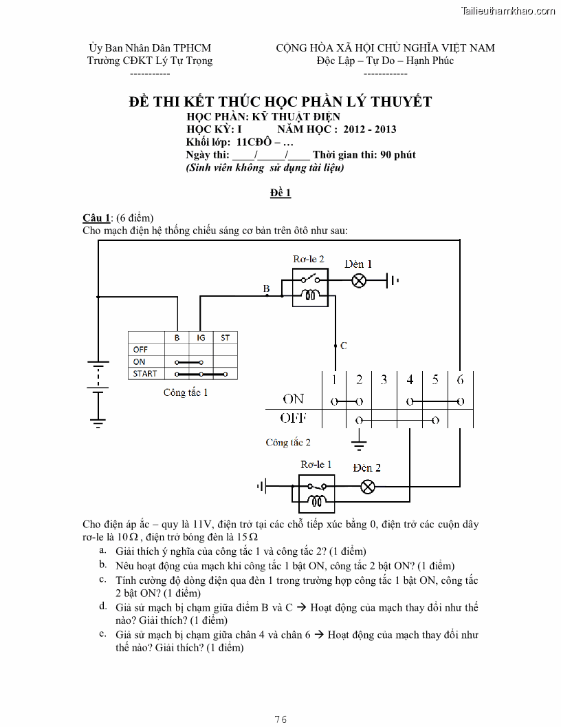 Giáo trình Kỹ thuật điện và điện tử - 7 Trang 76