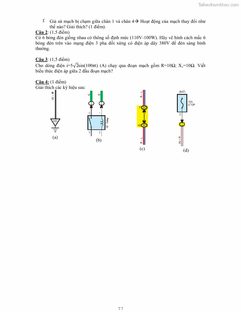 Giáo trình Kỹ thuật điện và điện tử - 7 Trang 77