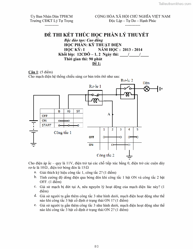 Giáo trình Kỹ thuật điện và điện tử - 7 Trang 80
