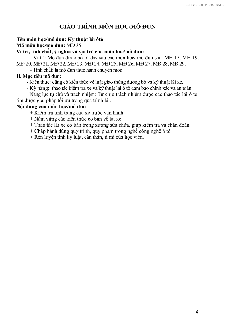 Giáo trình Kỹ thuật lái ô tô Nghề Công nghệ ô tô - Cao đẳng - Trường Cao đẳng nghề Đồng Tháp - 1 Trang 5