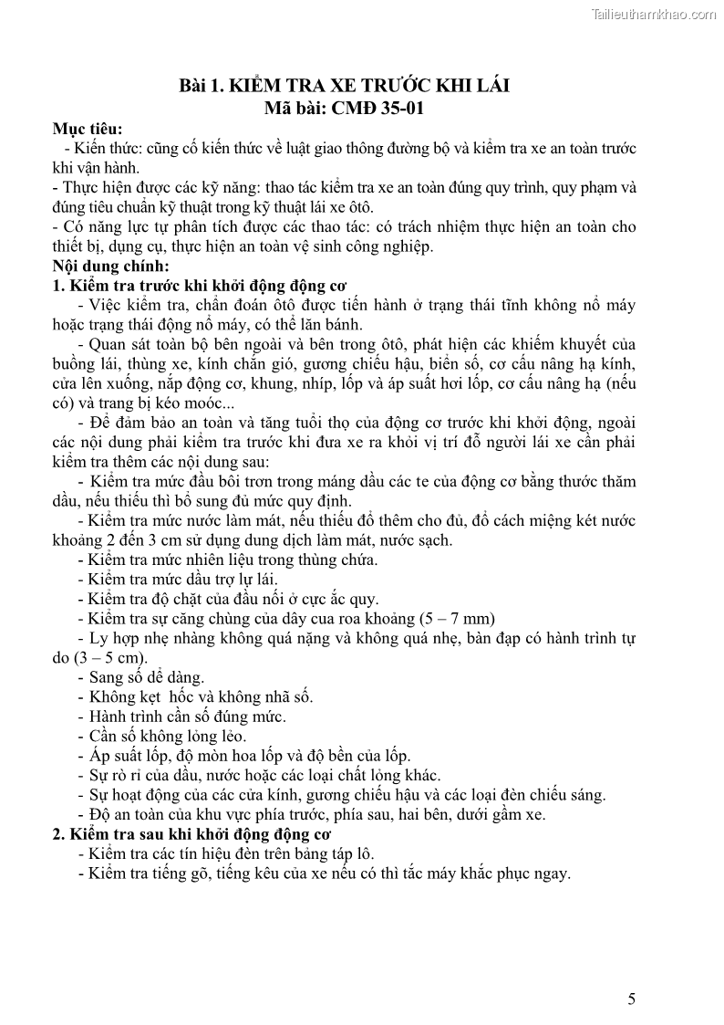 Giáo trình Kỹ thuật lái ô tô Nghề Công nghệ ô tô - Cao đẳng - Trường Cao đẳng nghề Đồng Tháp - 1 Trang 6