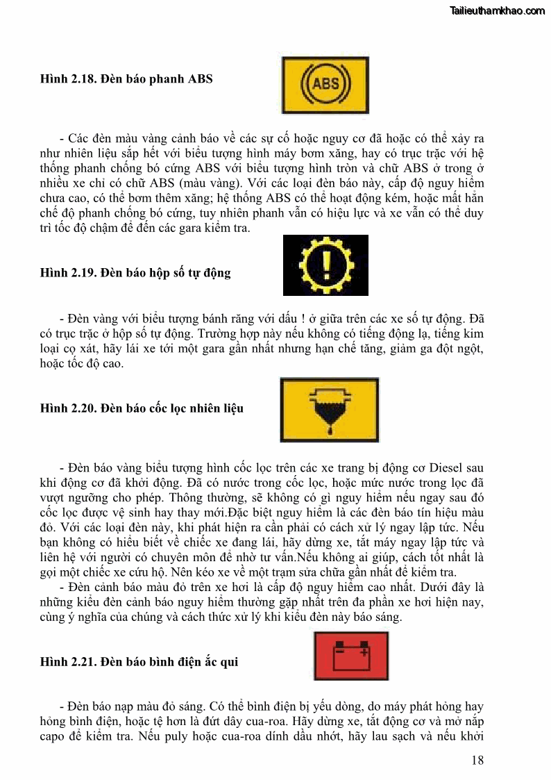 Giáo trình Kỹ thuật lái ô tô Nghề Công nghệ ô tô - Cao đẳng - Trường Cao đẳng nghề Đồng Tháp - 2 Trang 19