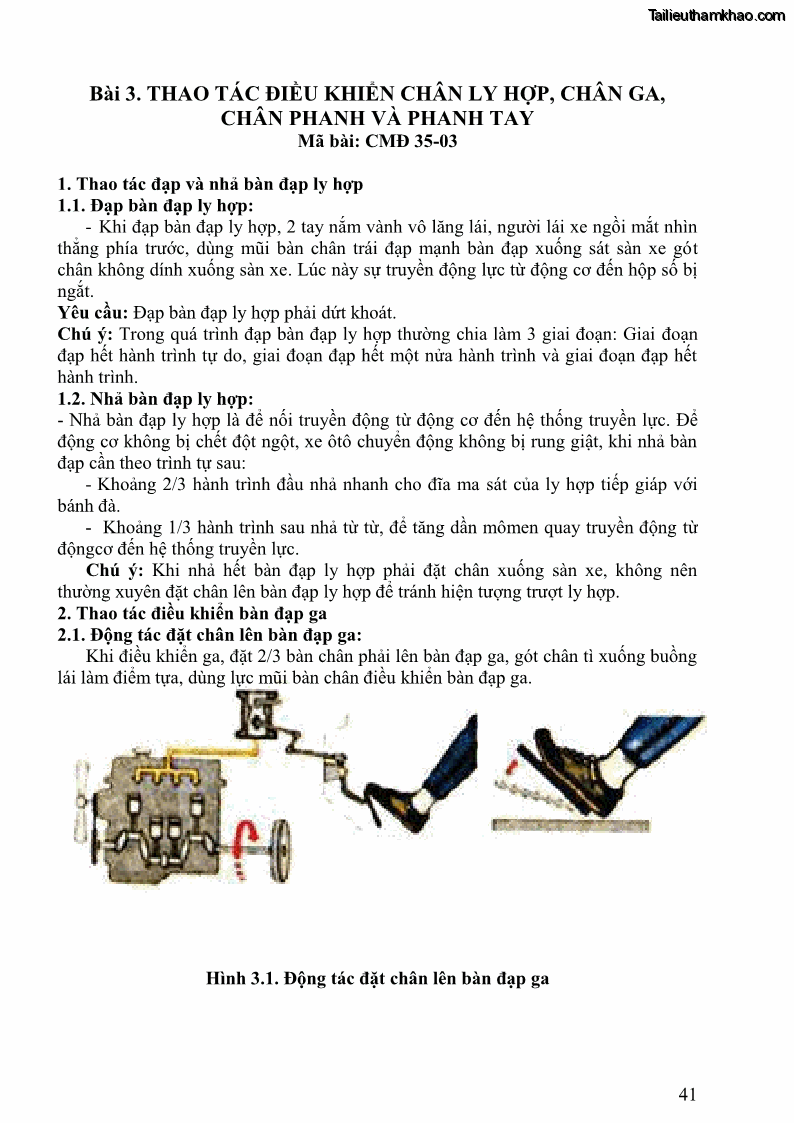 Giáo trình Kỹ thuật lái ô tô Nghề Công nghệ ô tô - Cao đẳng - Trường Cao đẳng nghề Đồng Tháp - 4 Trang 42