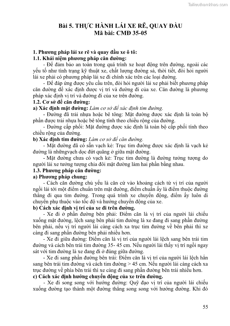 Giáo trình Kỹ thuật lái ô tô Nghề Công nghệ ô tô - Cao đẳng - Trường Cao đẳng nghề Đồng Tháp - 5 Trang 56