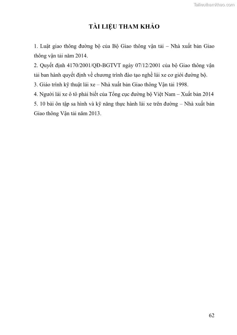 Giáo trình Kỹ thuật lái ô tô Nghề Công nghệ ô tô - Cao đẳng - Trường Cao đẳng nghề Đồng Tháp - 6 Trang 63