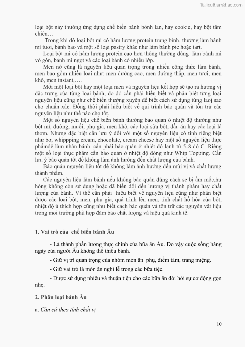 Giáo trình Kỹ thuật làm bánh Âu Nghề Kỹ thuật chế biến bánh - Trung cấp - Trường CĐ Du lịch và dịch vụ Hải Phòng - 1 Trang 11