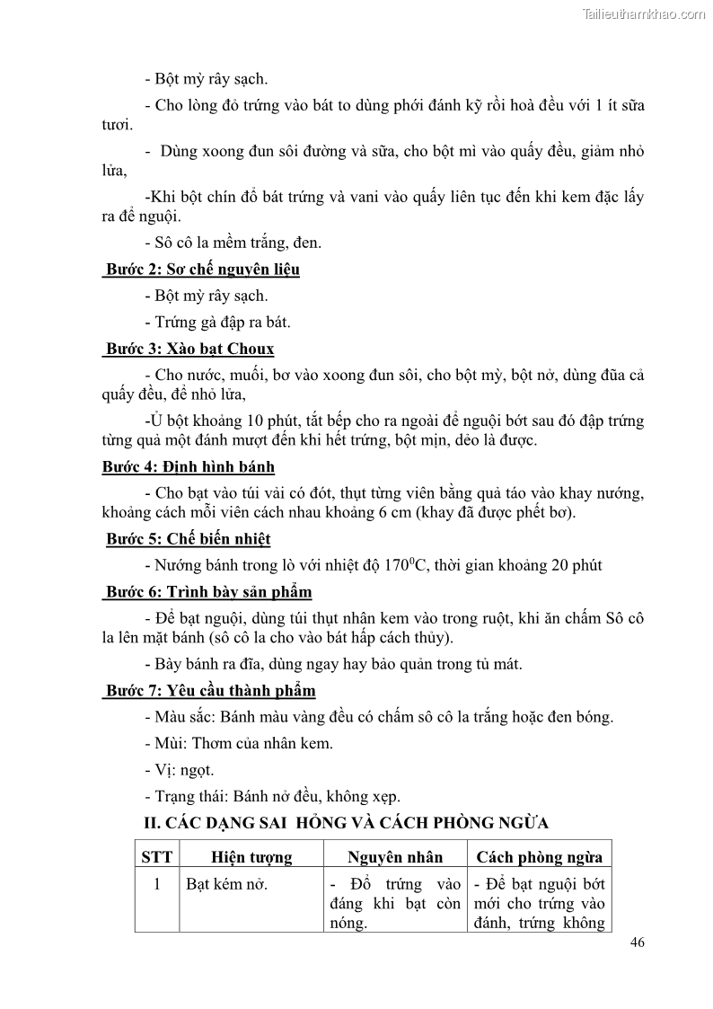 Giáo trình Kỹ thuật làm bánh Âu Nghề Kỹ thuật chế biến bánh - Trung cấp - Trường CĐ Du lịch và dịch vụ Hải Phòng - 4 Trang 47