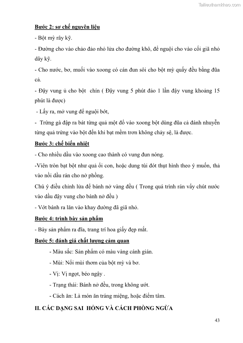 Giáo trình Kỹ thuật làm bánh Âu Nghề Kỹ thuật chế biến bánh - Trung cấp - Trường CĐ Du lịch và dịch vụ Hải Phòng - 4 Trang 44