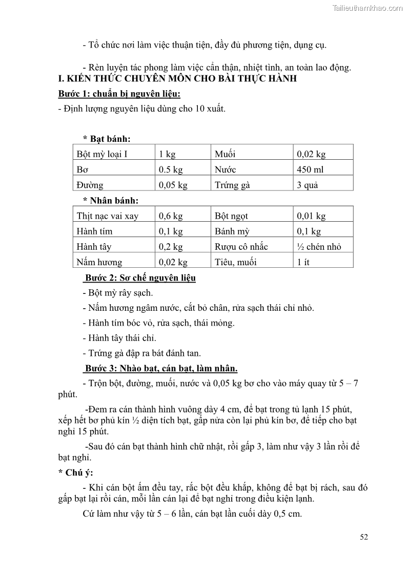 Giáo trình Kỹ thuật làm bánh Âu Nghề Kỹ thuật chế biến bánh - Trung cấp - Trường CĐ Du lịch và dịch vụ Hải Phòng - 5 Trang 53
