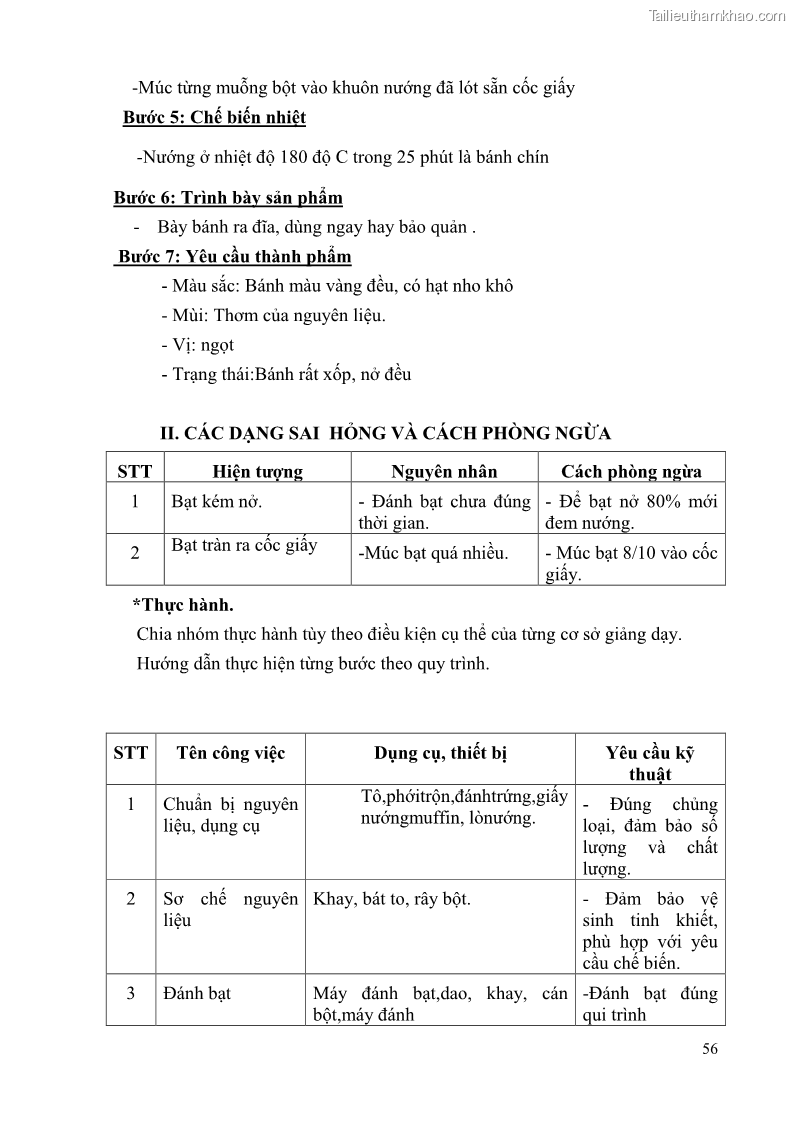 Giáo trình Kỹ thuật làm bánh Âu Nghề Kỹ thuật chế biến bánh - Trung cấp - Trường CĐ Du lịch và dịch vụ Hải Phòng - 5 Trang 57