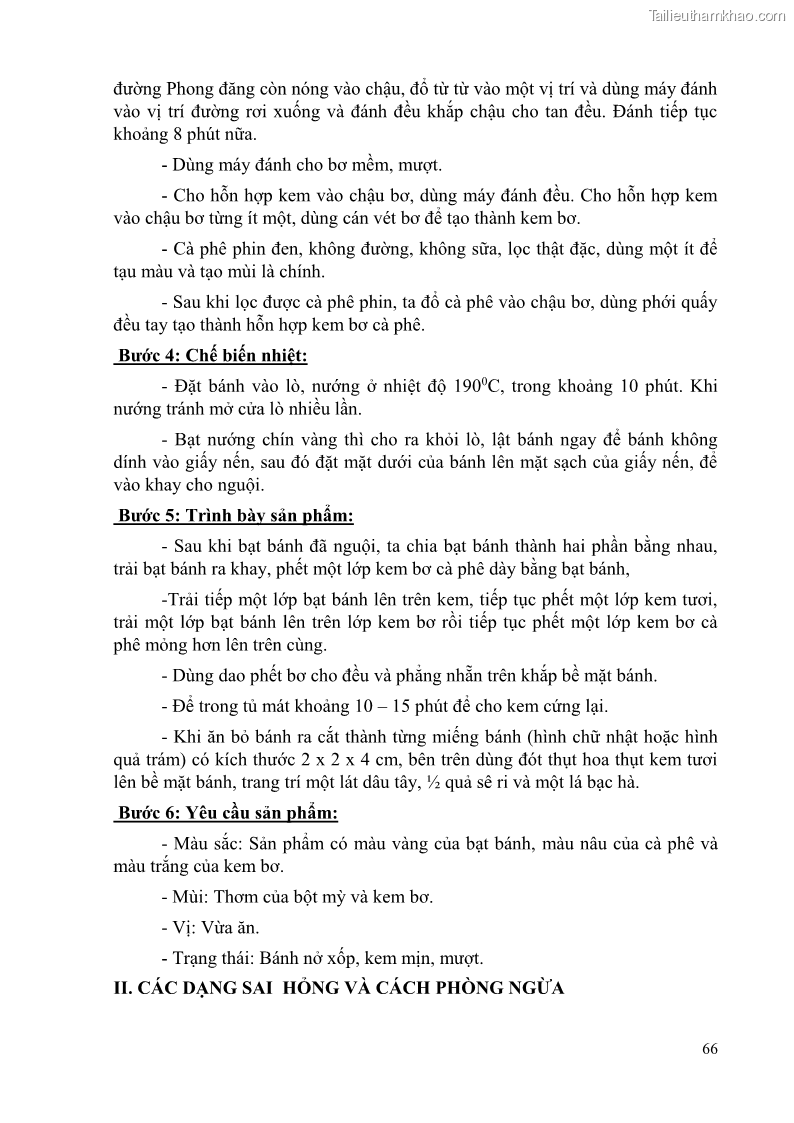 Giáo trình Kỹ thuật làm bánh Âu Nghề Kỹ thuật chế biến bánh - Trung cấp - Trường CĐ Du lịch và dịch vụ Hải Phòng - 6 Trang 67