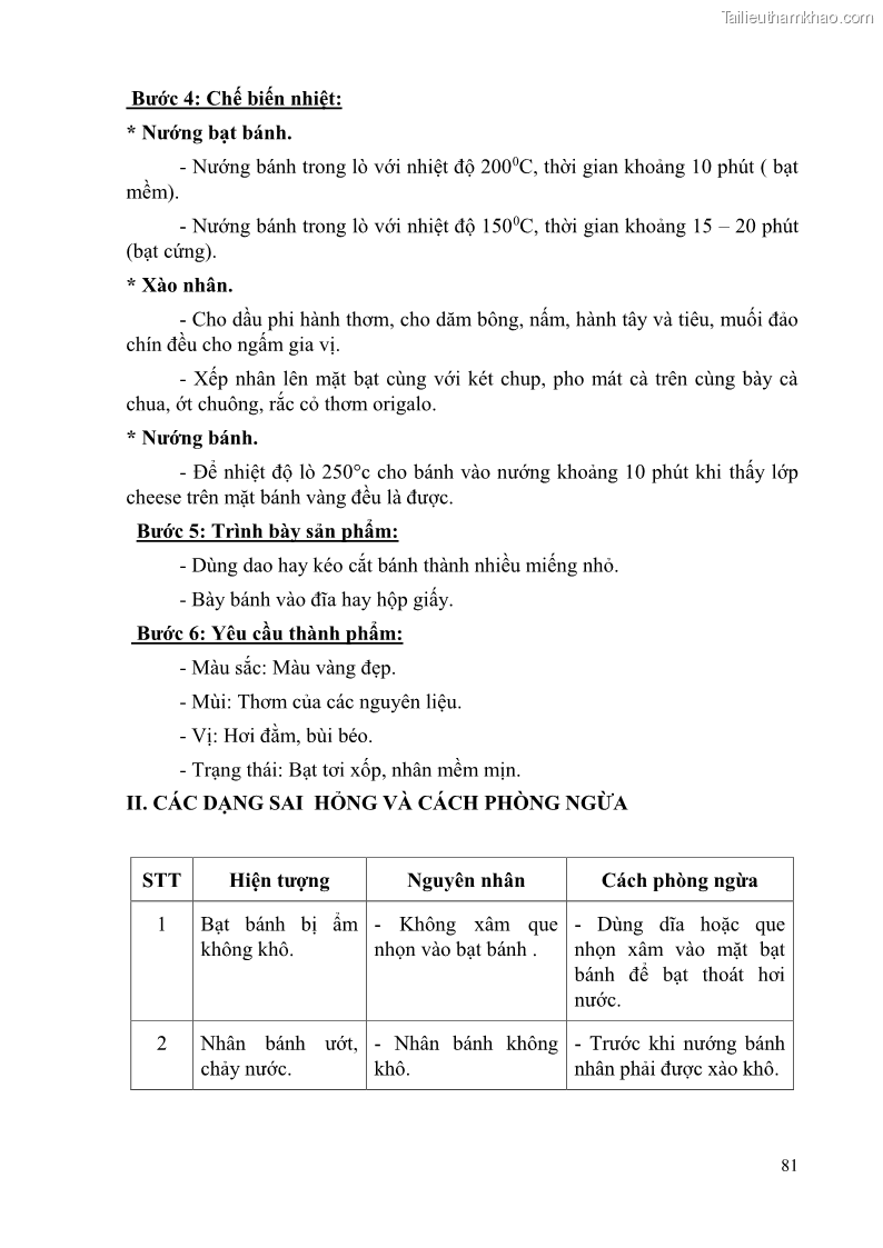 Giáo trình Kỹ thuật làm bánh Âu Nghề Kỹ thuật chế biến bánh - Trung cấp - Trường CĐ Du lịch và dịch vụ Hải Phòng - 7 Trang 82