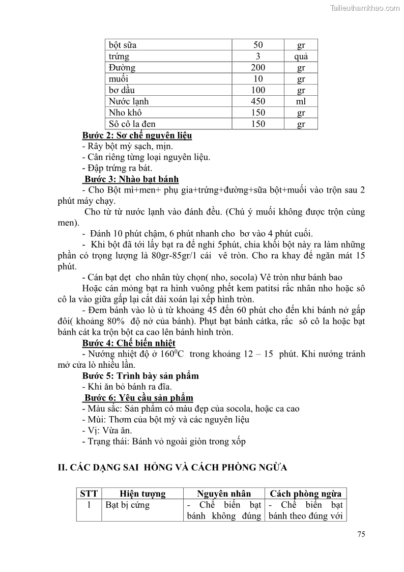 Giáo trình Kỹ thuật làm bánh Âu Nghề Kỹ thuật chế biến bánh - Trung cấp - Trường CĐ Du lịch và dịch vụ Hải Phòng - 7 Trang 76
