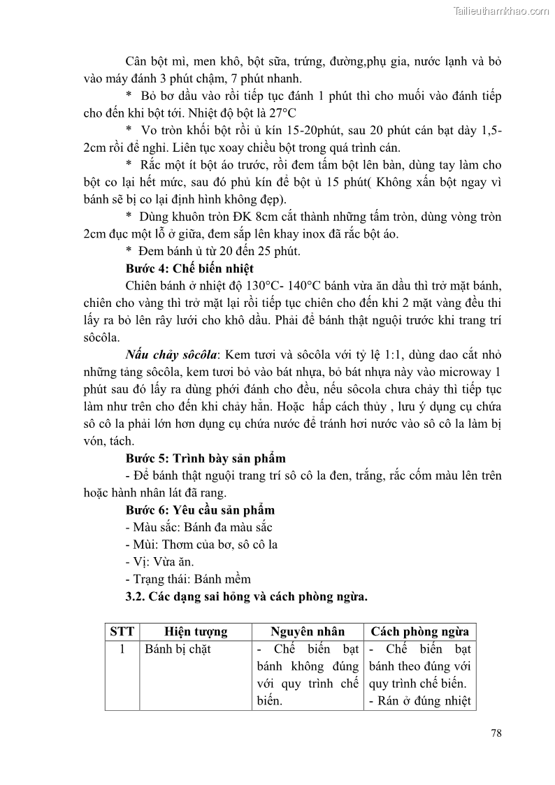 Giáo trình Kỹ thuật làm bánh Âu Nghề Kỹ thuật chế biến bánh - Trung cấp - Trường CĐ Du lịch và dịch vụ Hải Phòng - 7 Trang 79