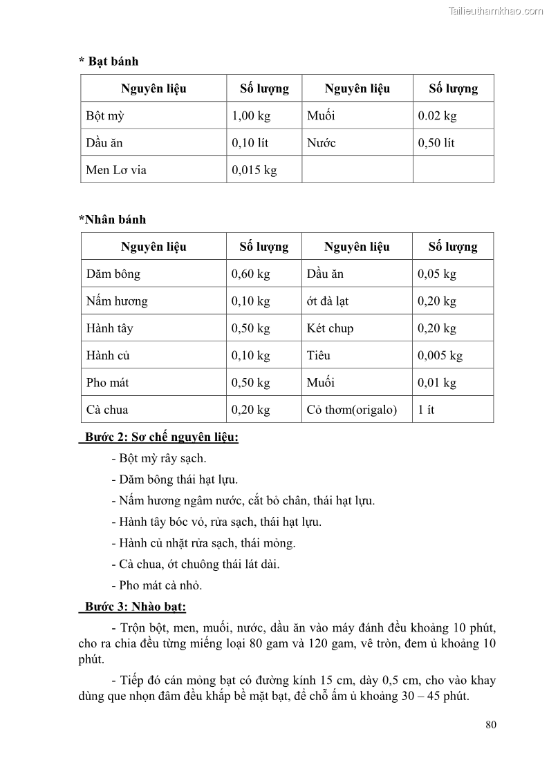 Giáo trình Kỹ thuật làm bánh Âu Nghề Kỹ thuật chế biến bánh - Trung cấp - Trường CĐ Du lịch và dịch vụ Hải Phòng - 7 Trang 81