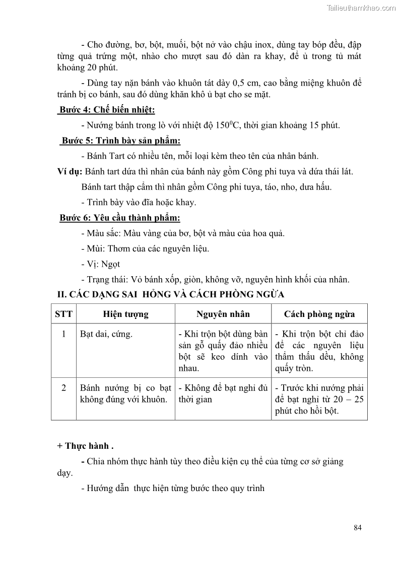 Giáo trình Kỹ thuật làm bánh Âu Nghề Kỹ thuật chế biến bánh - Trung cấp - Trường CĐ Du lịch và dịch vụ Hải Phòng - 8 Trang 85