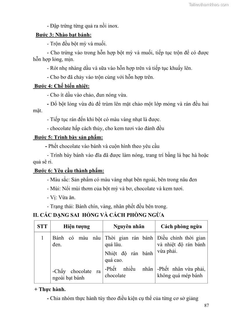Giáo trình Kỹ thuật làm bánh Âu Nghề Kỹ thuật chế biến bánh - Trung cấp - Trường CĐ Du lịch và dịch vụ Hải Phòng - 8 Trang 88