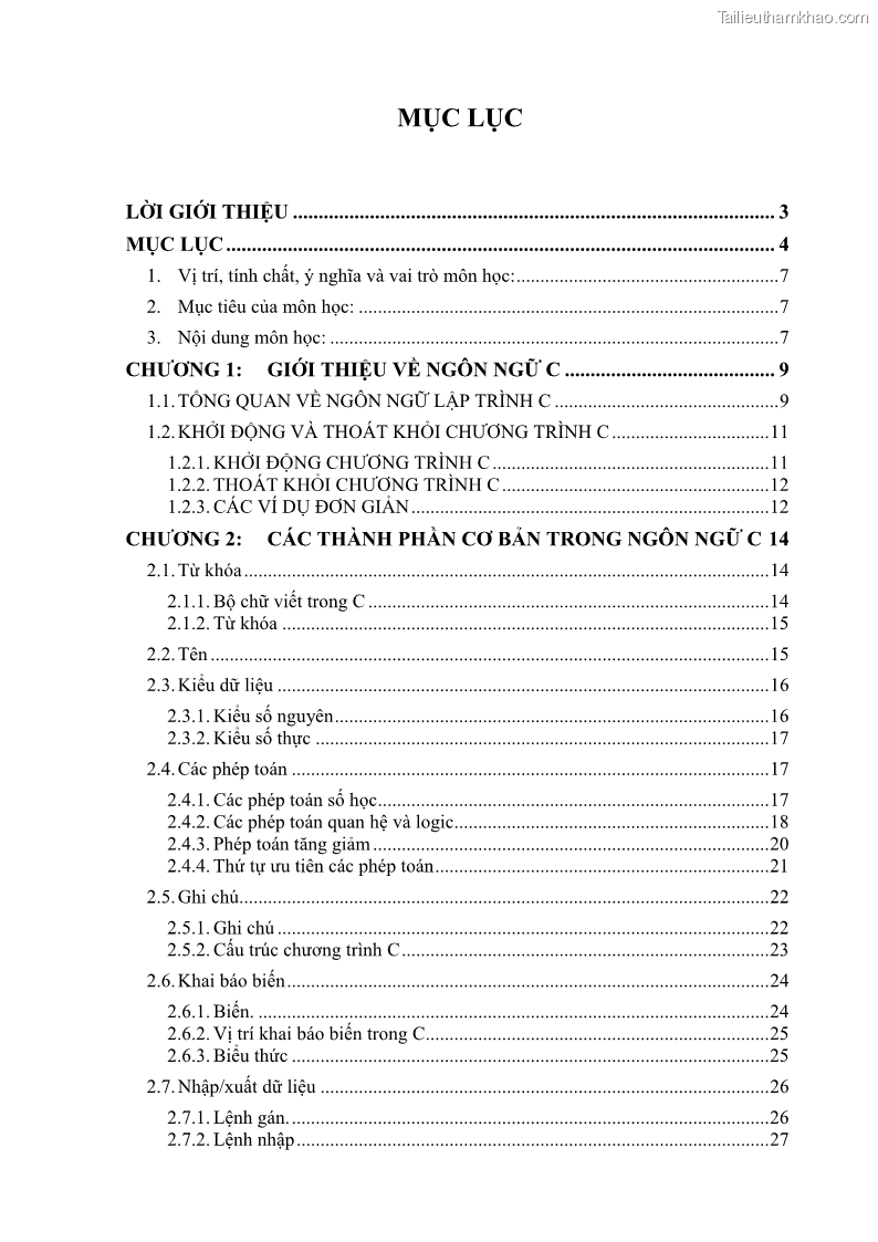 Giáo trình Lập trình C Nghề Quản trị mạng - Cao đẳng nghề - Tổng cục dạy nghề - 1 Trang 4