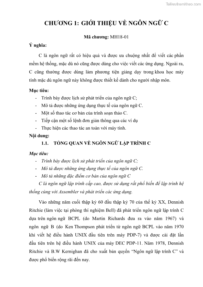 Giáo trình Lập trình C Nghề Quản trị mạng - Cao đẳng nghề - Tổng cục dạy nghề - 1 Trang 9