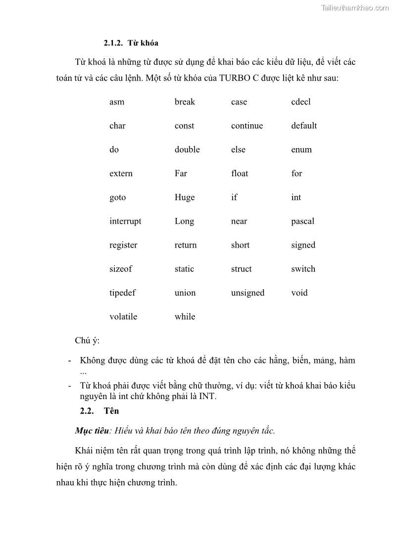 Giáo trình Lập trình C Nghề Quản trị mạng - Cao đẳng nghề - Tổng cục dạy nghề - 2 Trang 15