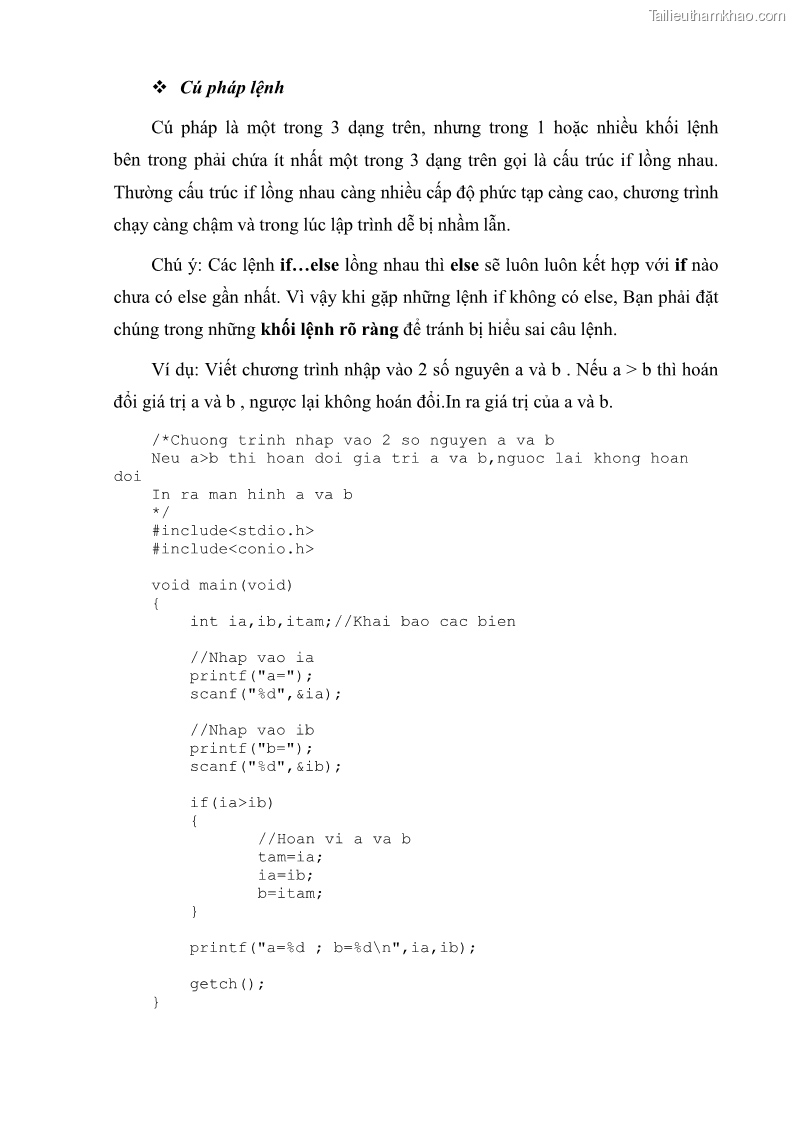 Giáo trình Lập trình C Nghề Quản trị mạng - Cao đẳng nghề - Tổng cục dạy nghề - 3 Trang 36